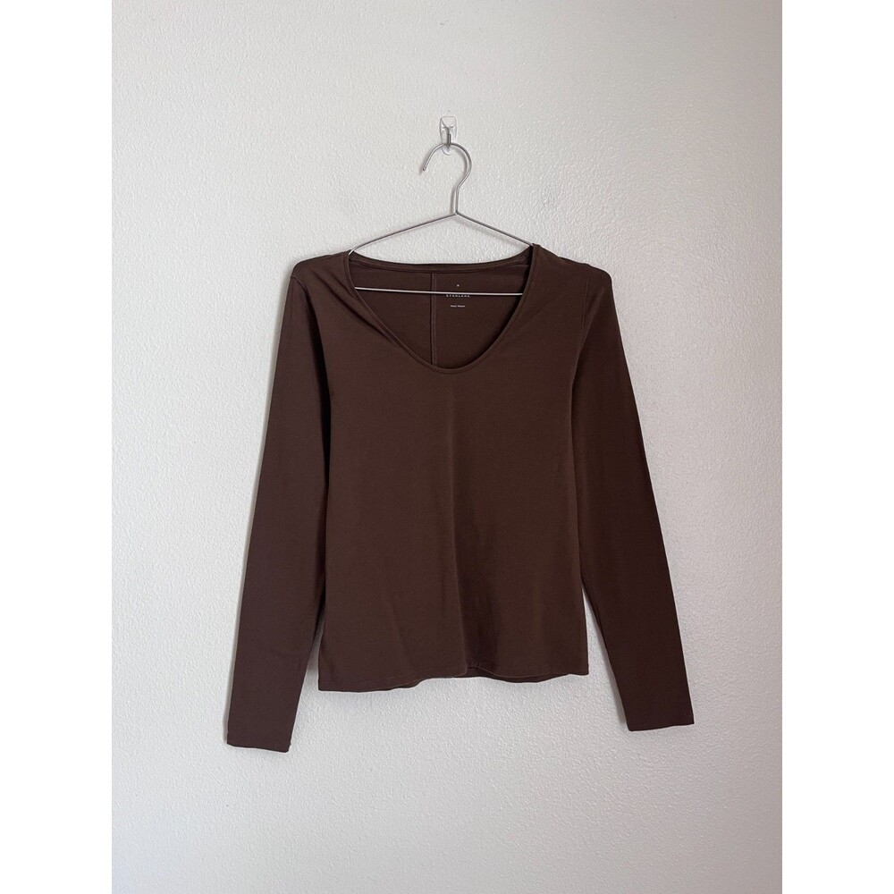 Everlane The Supima Form Ballet Neck Long Sleeve Tee in Brown Size MEDIUM